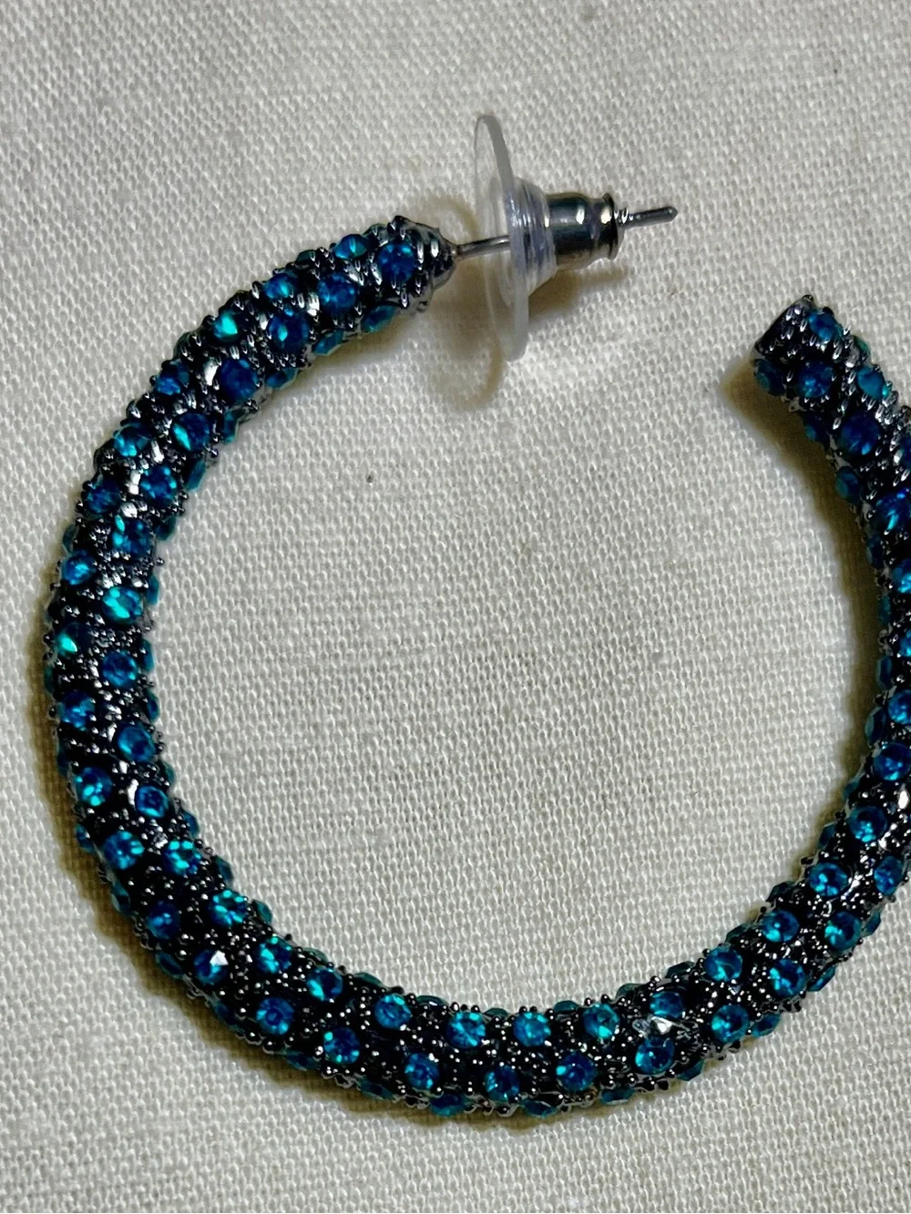 Blue Crystal Hoop Earrings
